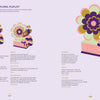 Flower Delights" by Schiffer Publishing, Ltd. features two pages of stylized illustrations of a woman with flower-shaped music boxes and a Floral Playlist of themed poems and lyrics, inspiring activities on a pastel purple background.