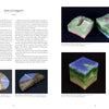 Two pages from "Pâte de Verre" (Schiffer Publishing, Ltd.) showcase Shini-ichi Higuchi’s glossy, geometric green and blue ceramic works—reminiscent of glass art—with captions, dimensions, and artist info for four featured pieces.