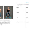Two images from Wellness for Makers by Schiffer Publishing, Ltd. show a woman using yoga blocks: first with one under each foot, then two stacked under both feet. On the right is a Movement Tracker with days listed.
