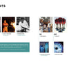 The Josh Simpson contents page from Schiffer Publishing, Ltd. lists sections like Artist Statement, About the Book, and St. Goblets, each with glass art images and brief descriptions alongside related photos.