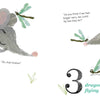 In 1, 2, 3, Lili's Counting by Schiffer Publishing, Ltd., two playful gray mice in fingerprint art interact with dragonflies—one giggles as a dragonfly lands on its nose while the other wonders if bigger ears would help them fly.