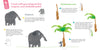 Lili's Just Like Me! by Schiffer Publishing, Ltd. features a children’s art activity page with fingerprint illustrations, showing how to make an elephant and a banana tree using paint and crayons through fun, easy steps.