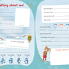 The Grumbletroll Meet My Friends Activity Book by Schiffer Publishing, Ltd. features illustrated pages with cartoon birds and prompts for kids to fill in personal info, favorites, and hobbies—encouraging them to share fun facts about themselves.