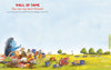In "The Grumbletroll Meet My Friends Activity Book" by Schiffer Publishing, Ltd., a blue furry creature and four animals picnic on the grass under a blue sky—perfect for friendship-themed fun, with space on the right to write names.