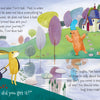 A yellow rabbit with a suitcase watches an orange bear in a hat by a pond, amid colorful trees and houses. "Tim's Hat" by Schiffer Publishing, Ltd. illustrates a fable about embracing a slower, simpler lifestyle for children.