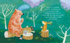 In "Tim's Hat" by Schiffer Publishing, Ltd., a brown bear and yellow rabbit enjoy tea on forest logs with plates of treats nearby, while white birds perch close. This cozy scene evokes a charming, device-free lifestyle.