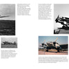 A two-page book spread from Schiffer Publishing, Ltd.'s "Heinkel He 111" features black-and-white and color photos of the WWII aircraft, with captions and historical text on its development and use.