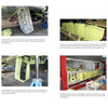 A step-by-step collage shows a Spitfire tail unit restoration in a hangar with labeled parts and tools—mirroring night fighter restorations such as those of the Twin Mustang by Schiffer Publishing, Ltd.