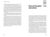 A book spread from "Turbulent Journey" by Schiffer Publishing, Ltd. features text on the left and chapter 13, "Peace and Occupation Uncertainties," on the right—both pages discuss early jet development and Operation Paperclip in two columns.