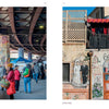 Left: Shoppers browse Baltimore Farmers’ Market beneath a mural of a saxophonist. Right: A vibrant Little Italy restaurant facade features murals and outdoor seating. Scenes from "Baltimore" by Schiffer Publishing, Ltd.