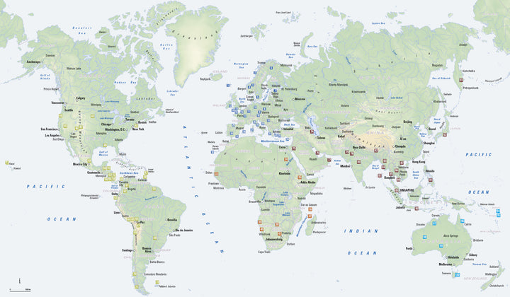Discover "Secret Places" from Schiffer Publishing, Ltd.—a world map highlighting major cities by their top cultural icons and uncovering unique hidden destinations known for local food, artists, and inventions—ideal for travelers seeking insider tips and crowd-free adventures.