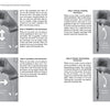 The Clear Spirit guide by Schiffer Publishing, Ltd. features black-and-white visuals of a hand holding a pendulum, demonstrating side-to-side, still, counterclockwise, and clockwise motions with step-by-step energy clearing instructions.