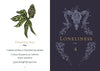 The image is split: left shows a chestnut bud, pinecone, and “Chestnut Bud" with positive growth affirmations referencing Bach flower remedies; right displays a ram skull, foliage, “Loneliness,” number 4; Product: Listening to Flowers by Schiffer Publishing.