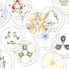 Schiffer Publishing, Ltd.'s Transparent Oracle features circular cards with intricate, colorful designs—animals, plants, geometric patterns, and abstracts—scattered and overlapping on a white background.