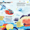 Evolutions by Schiffer Publishing, Ltd. depicts a vibrant underwater scene with sea creatures and a submarine of three children, exploring the origins and complexity of early animals—ideal for an illustrated evolution book.