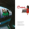 Close-up of classic car headlights reflecting two women in vintage attire—perfect for classic car fans. On the right, the Glamour Road table of contents from Schiffer Publishing, Ltd. shows two retro illustrations: one standing, one sitting on a suitcase.