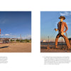 Left: A vintage DRIVE-INN sign and abandoned building evoke forgotten America. Right: A giant cowboy statue stands by a house with windmill. From Lost Places by Schiffer Publishing, Ltd.