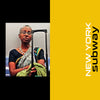 A woman in a sari sits on a New York subway with a suitcase and green bag. The image, from Schiffer Publishing, Ltd.'s "METRO / New York / London / Paris," features a split black-yellow background and the text NEW YORK subway.