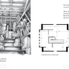On the left, a pencil sketch shows a cluttered attic with stairs, storage bins, and boxes. On the right, two floor plans reveal design transformations, as explained in The Future Interior Designer's Handbook by Schiffer Publishing, Ltd.