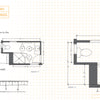 The Future Interior Designer's Handbook by Schiffer Publishing, Ltd. compares 1-inch and 1/4-inch scale bedroom plans, showing how designers represent room sizes and label furniture on grid backgrounds with explanatory notes.