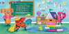 In "Big P Takes a Fall (and That’s Not All)" by Schiffer Publishing, Ltd., animated letters T, L, and P go on an alphabet adventure in a vibrant classroom with books and toys, where a chalkboard reveals rhymes from their alphabet book.