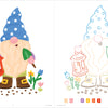 The ColorMaps: Garden by Schiffer Publishing, Ltd. features a gnome with a blue polka-dot hat, orange lantern, and green trowel among flowers. Left side is colored; right side has color-coded patterns for stress-free adult coloring.