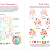 ColorMaps: Be Happy by Schiffer Publishing, Ltd. features a floral peace sign with color-coded patterns and sample colored bouquets—ideal for stress-free coloring inspired by adult coloring books and pastel palettes.