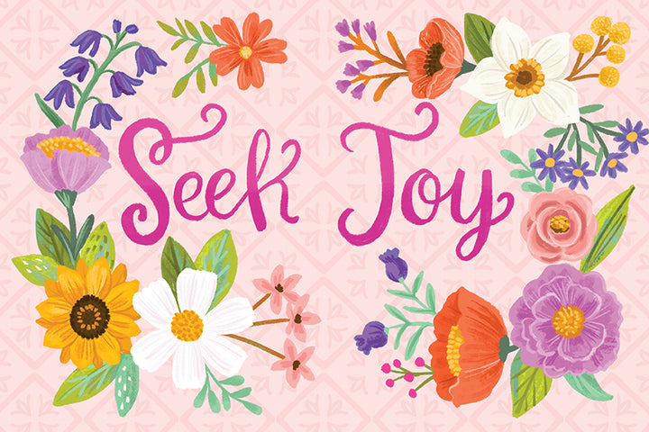 Colorful flowers surround the hand-lettered phrase "How to Be Happy" by Schiffer Publishing, Ltd. in bright pink script on a light pink patterned background, inspiring positivity and daily acts of kindness.