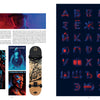 A two-page magazine spread features the Modern Calligraphy Bible by Schiffer Publishing, Ltd., showcasing its elegant scripts, creative lettering examples, and tips for beautiful penmanship. Product details and artist info appear on the left page.
