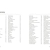 The two-page table of contents in Monumental by Schiffer Publishing, Ltd. lists dish names and page numbers in multi-column format under “Contents,” set against a minimal white background for a clean, elegant photo book aesthetic.