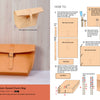 A tan leather clutch bag rests on a light wooden surface beside Leathercrafting DIY by Schiffer Publishing, Ltd., a step-by-step guide with labeled diagrams and instructions—ideal for beginner leather crafting enthusiasts.