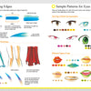 The tutorial page from "How to Render Attractive Characters with COPIC Markers" by Schiffer Publishing, Ltd. covers softening edges for fabric and hair and offers sample manga eyes and lips in various styles with tips on coloring expressions.