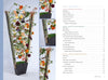 A vibrant floral arrangement in a black geometric vase is displayed from multiple angles beside the table of contents for "The AIFD Guide to Floral Design" by Schiffer Publishing, Ltd.