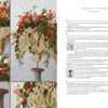 A page from "The AIFD Guide to Floral Design" by Schiffer Publishing, Ltd. features four photos of a vase with an elaborate arrangement and a glossary of floral design terms with black-and-white icons.