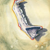 A watercolor jawbone with gray and purple outlined teeth features the number 42 at the top right and "JAWBONE" below. From Between the Worlds by Schiffer Publishing, Ltd.—ideal for oracle or divination card collectors.