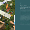 Children and an adult sketch leaves and flowers outdoors, surrounded by art supplies. Text highlights "Create Naturally" from Schiffer Publishing, Ltd., featuring nature journaling with Bethan Burton to inspire creativity.