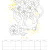The Paint-Your-Own Wall Calendar by Schiffer Publishing, Ltd. features Kristy Rice’s April page: a teapot with blooming flowers and an extra blossom, light yellow watercolor accents, and a blank grid ready for your custom artwork at the bottom.