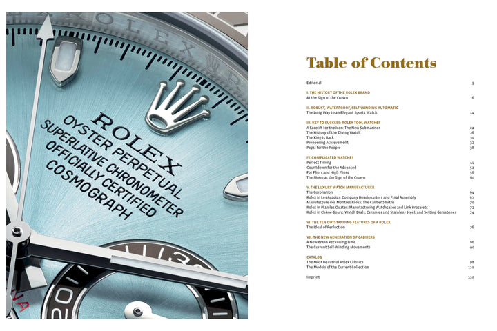 rolex special table of contents