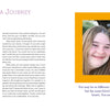 A magazine spread from "Reasons to Smile, 2nd Edition" by Schiffer Publishing, Ltd. features two smiling women framed in orange under the title "Sisterhood Is A Journey", with Down syndrome stories and a purple quote beneath their photo.