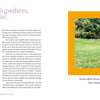 A young boy in a red cape and black outfit stands on grass, gazing sideways. Below is a quote about effort and motives. On the left is an article titled “‘S’ Stands for Superhero, Not Just Special” from Reasons to Smile, 2nd Edition by Schiffer Publishing, Ltd.