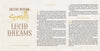 A magazine spread, Ancient Wisdom Scrolls, Lucid Dreams by Schiffer Publishing, Ltd., features vintage fonts and columns exploring dreams, past lives, their history, and cultural significance.