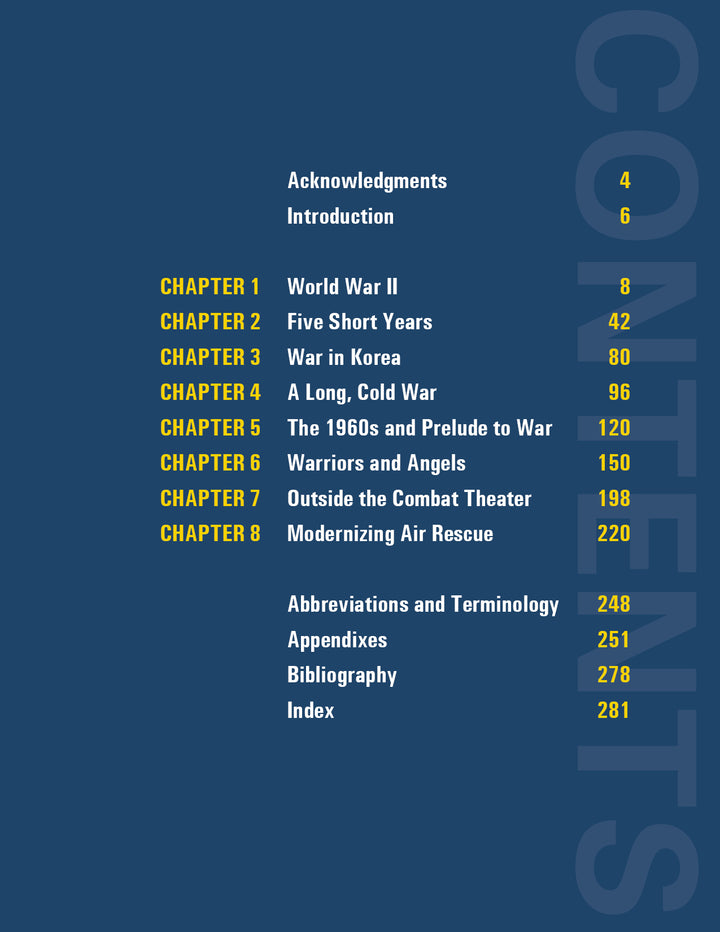 A blue background with yellow text, inspired by US Air Force colors, highlights "The US Air Force Air Rescue Service" from Schiffer Publishing, Ltd., evoking the legacy of military aviation history.