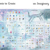 The Encyclopedia of My Imaginary Friends by Schiffer Publishing, Ltd. features a colorful chart with illustrated options for shapes, colors, and textures—ideal for inspiring children's book characters or supporting emotional growth.