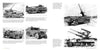 A two-page spread in "US Half-Tracks" by Schiffer Publishing, Ltd. features black-and-white photos of WWII US half-track vehicles and quad .50-caliber anti-aircraft guns, with captions about their models, features, and history.