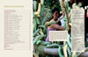 Table of contents left; right shows large green and black caterpillars—vital to wild silk—on branches, with blurred background. Small text overlays highlight Indigenous artisans in India. From "In Search of Wild Silk" by Schiffer Publishing, Ltd.