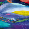 A whimsical illustration, like a picture book, shows a white whale named Infinity swimming among vibrant plants and abstract shapes. A yellow speech bubble shares a quote on water and nature. From Schiffer Publishing, Ltd.