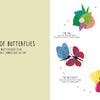 Infinity by Schiffer Publishing, Ltd. features an illustrated diagram titled The Life Cycle of Butterflies, depicting all stages—egg, caterpillar, chrysalis, butterfly—with arrows and vibrant floral accents in a picture book style.
