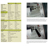 A large black-and-copper tank shell stands upright on the left; center, a table lists specs; right, four images show the shell loaded into a Schiffer Publishing, Ltd. M50/M50A1 Ontos—a famed Vietnam War vehicle.