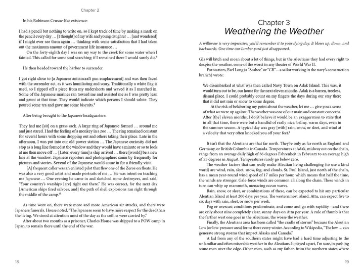 A close-up of "Awaiting the Sun" by Schiffer Publishing, Ltd.—a book about North American war history, focusing on the Aleutian Islands during WWII.