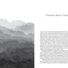 A grayscale page from Schiffer Publishing’s "The Razorblade of Zen" features the text THINKING ABOUT THEISM, left-aligned with gray watercolor mountains along the side and bottom, evoking Zen tranquility. Page 31 appears at the top right.